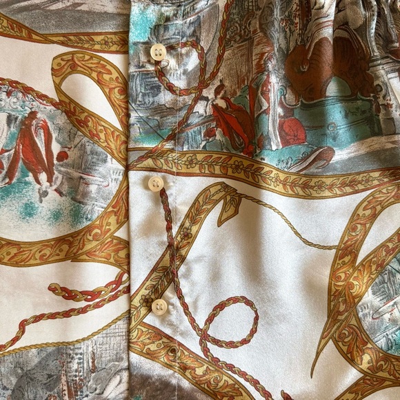 Vintage Baroque-Style Polyester Button-Up Shirt - Picture 8 of 8